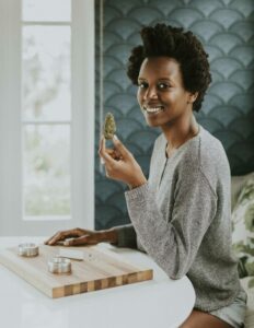 Woman using marijuana