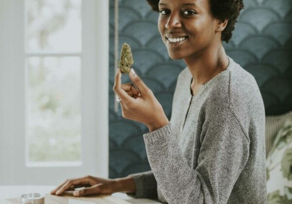 Woman using marijuana