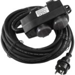 Spritzwassergeschützte-Außensteckdose, 4-fach IP44, mit Aufhänger, 10m Zuleitung