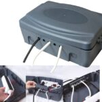 Wetterfeste Garten-Kabelbox, IP54 verschließbar, 32x21x15cm, grau