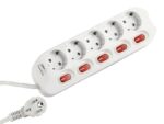 5-fach-Steckdosenleiste, einzeln schaltbar, beleuchtete Schalter