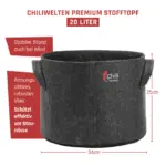 20 Liter Growtopf / Stofftopf für maximalen Ertrag, mit Klettverschluß – Bild 3